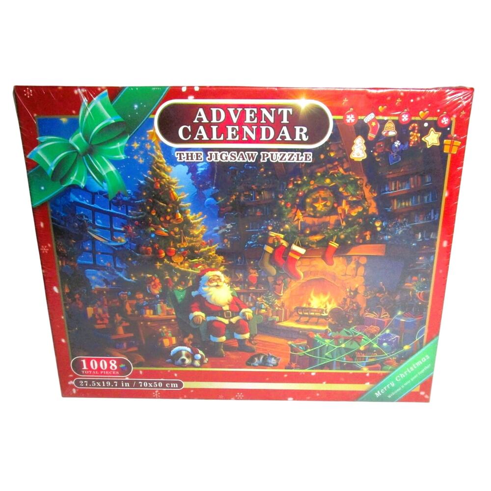 Advent Calendar Jigsaw Puzzle 1008 Pieces Santa by Fireplace Holiday Countdown